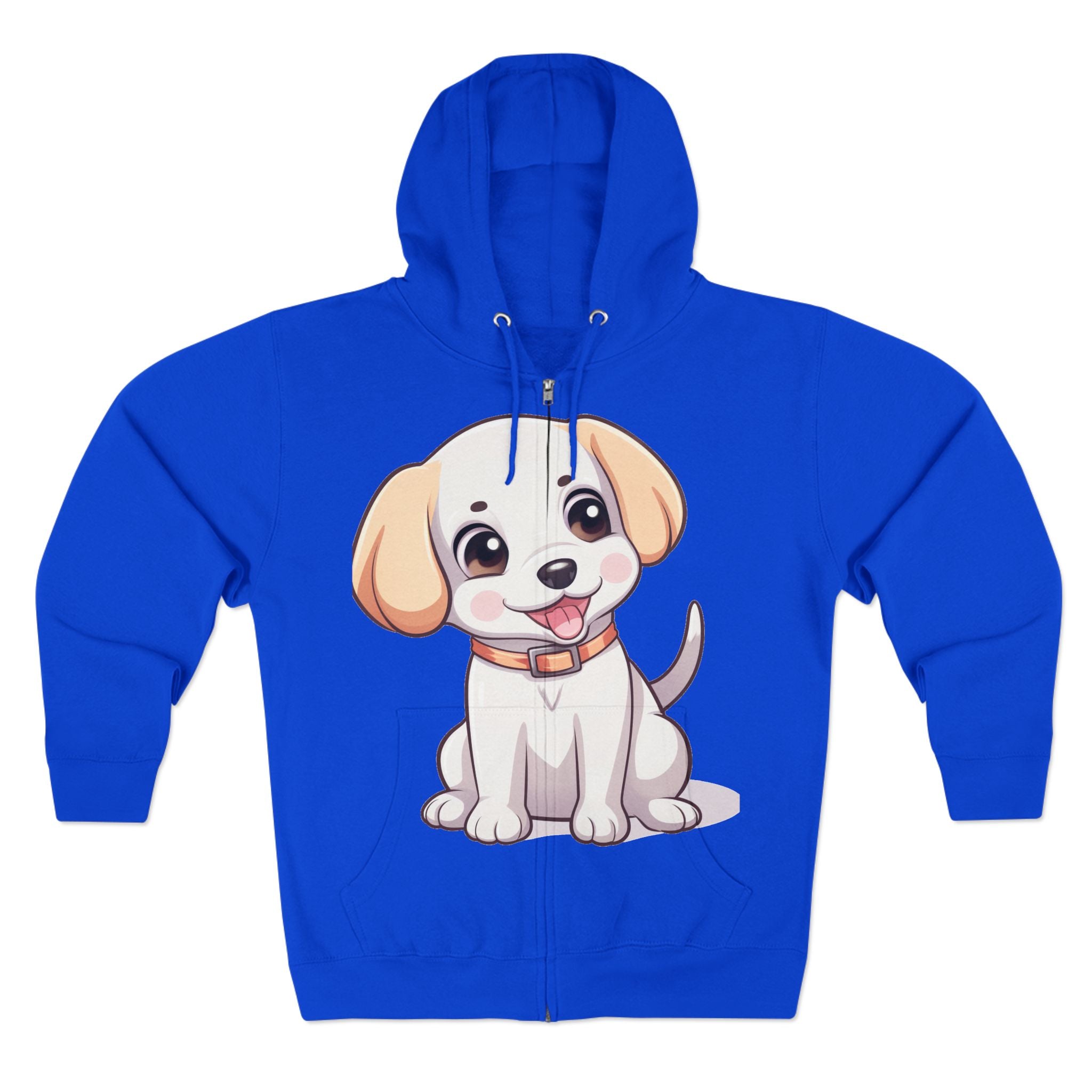 Zip Hoodie — Cute Puppy Front & "Football Vibes Only" Back | Playful Dog Lover Zip-Up for Game Days