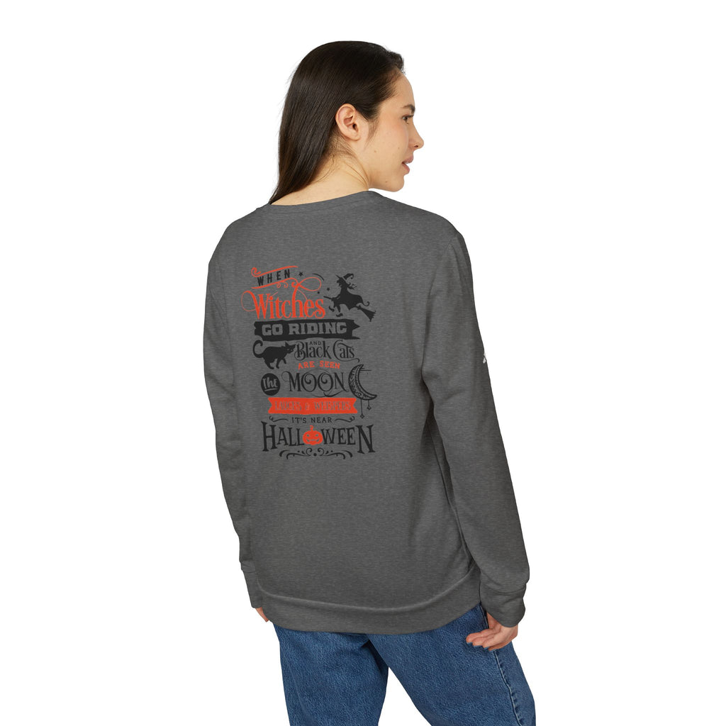 Halloween-Themed Unisex Fleece Crewneck Sweatshirt, Cozy Fall Apparel, Spooky Crew, Gift for Witches, October Celebration