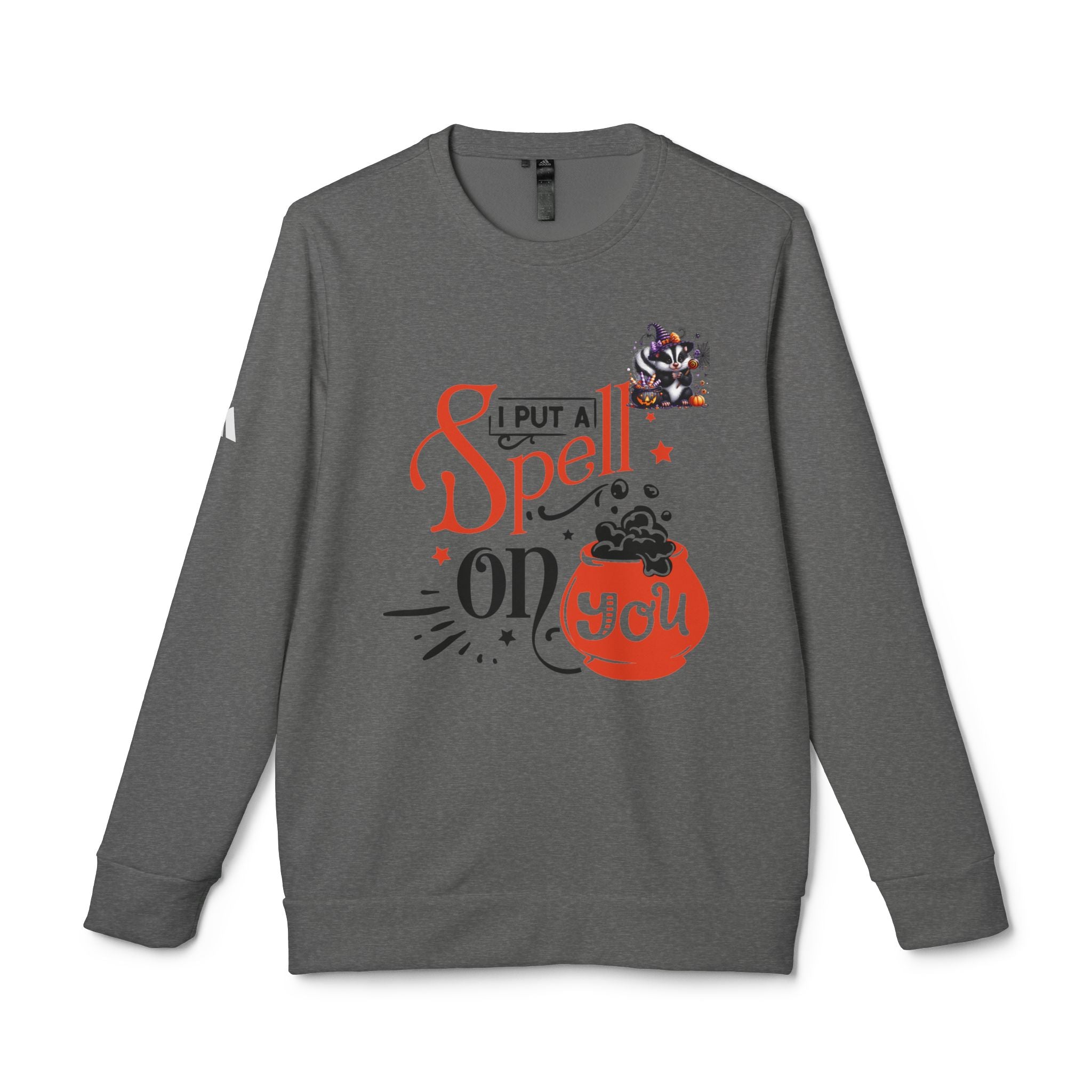 Halloween-Themed Unisex Fleece Crewneck Sweatshirt, Cozy Fall Apparel, Spooky Crew, Gift for Witches, October Celebration