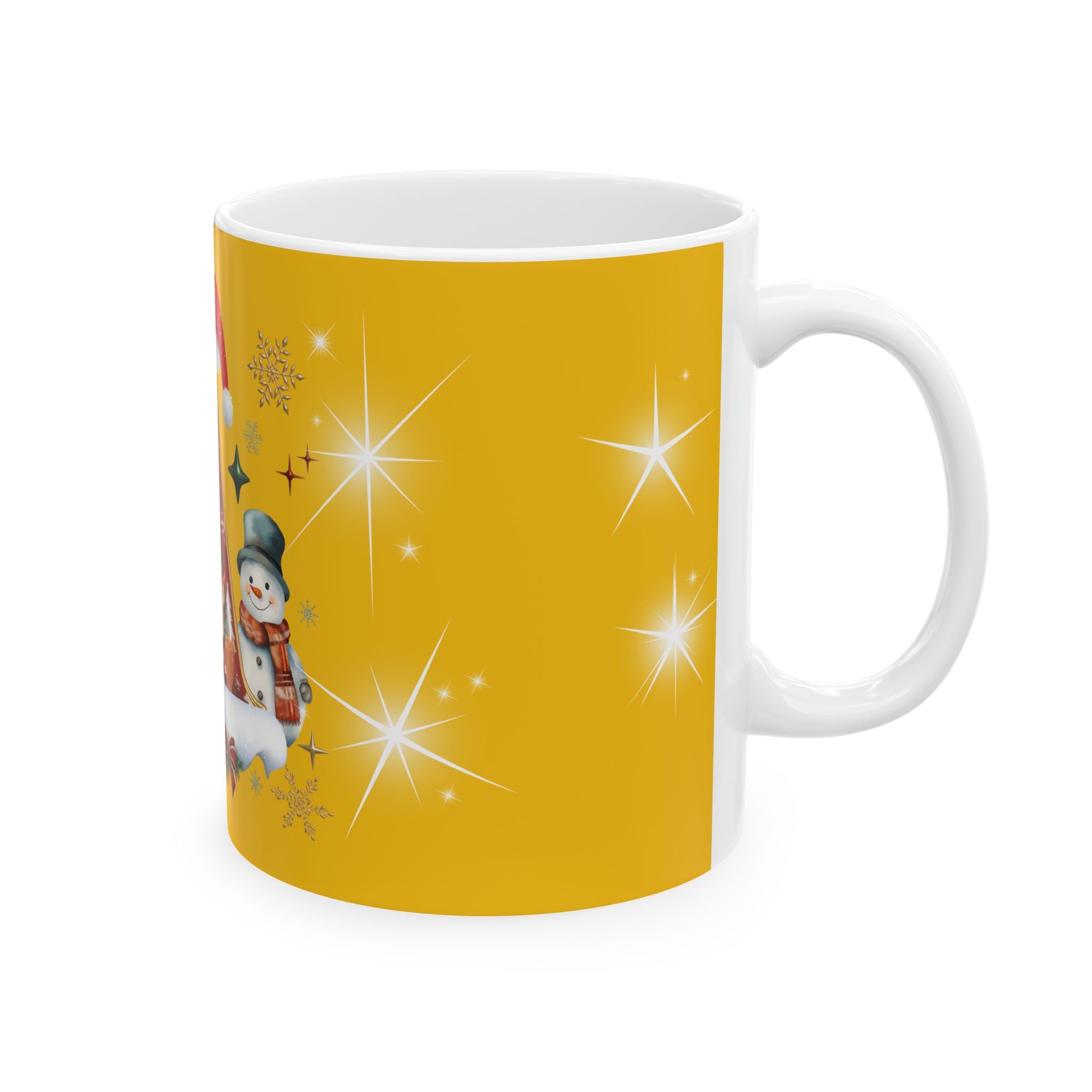 Christmas Initial 'A' Ceramic Mug – Festive Santa & Snowman Holiday Coffee Cup (11oz/15oz)