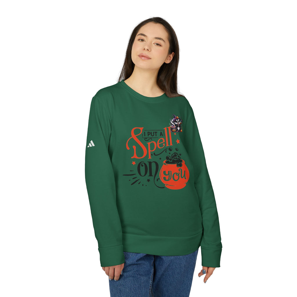 Halloween-Themed Unisex Fleece Crewneck Sweatshirt, Cozy Fall Apparel, Spooky Crew, Gift for Witches, October Celebration