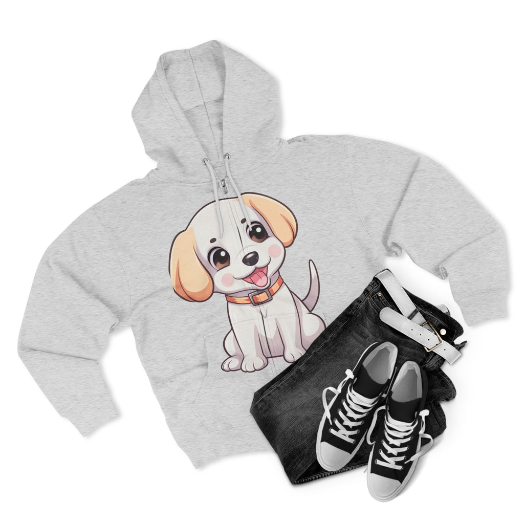 Zip Hoodie — Cute Puppy Front & "Football Vibes Only" Back | Playful Dog Lover Zip-Up for Game Days