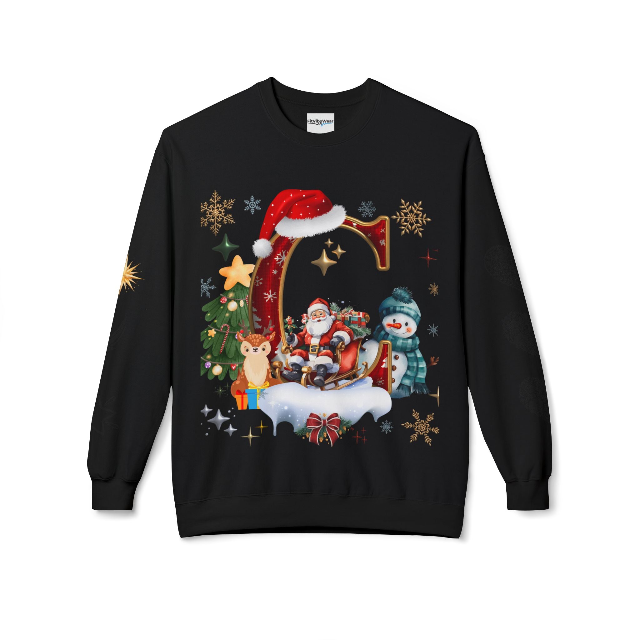 Christmas Angel Sweatshirt — Festive Santa & Guardian Angel Holiday Crewneck