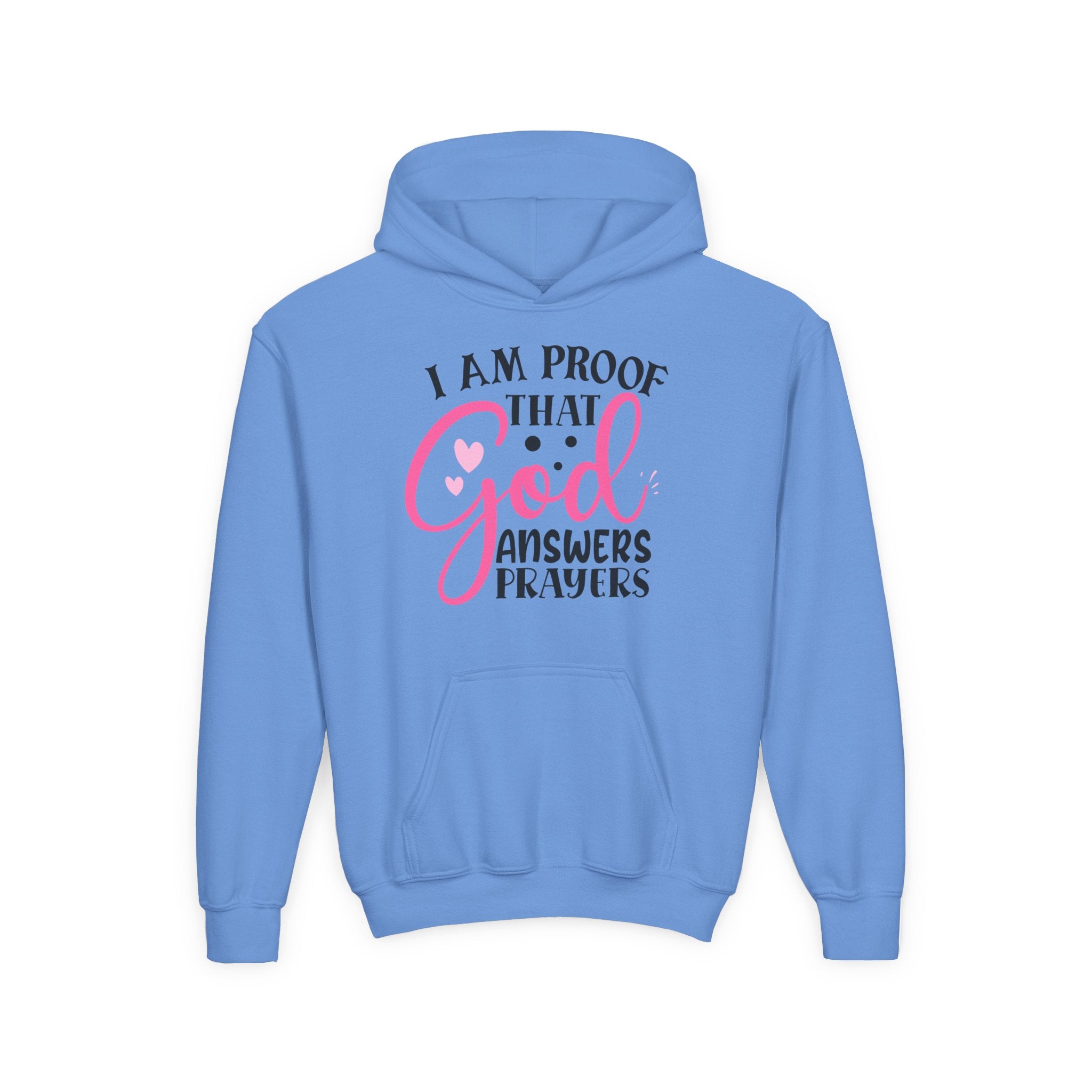 Youth Hooded Sweatshirt - Proof that God Answers Prayers, Religious Gift, Comfortable Hoodie, Faith-Based Apparel, Unique Youth Clothing