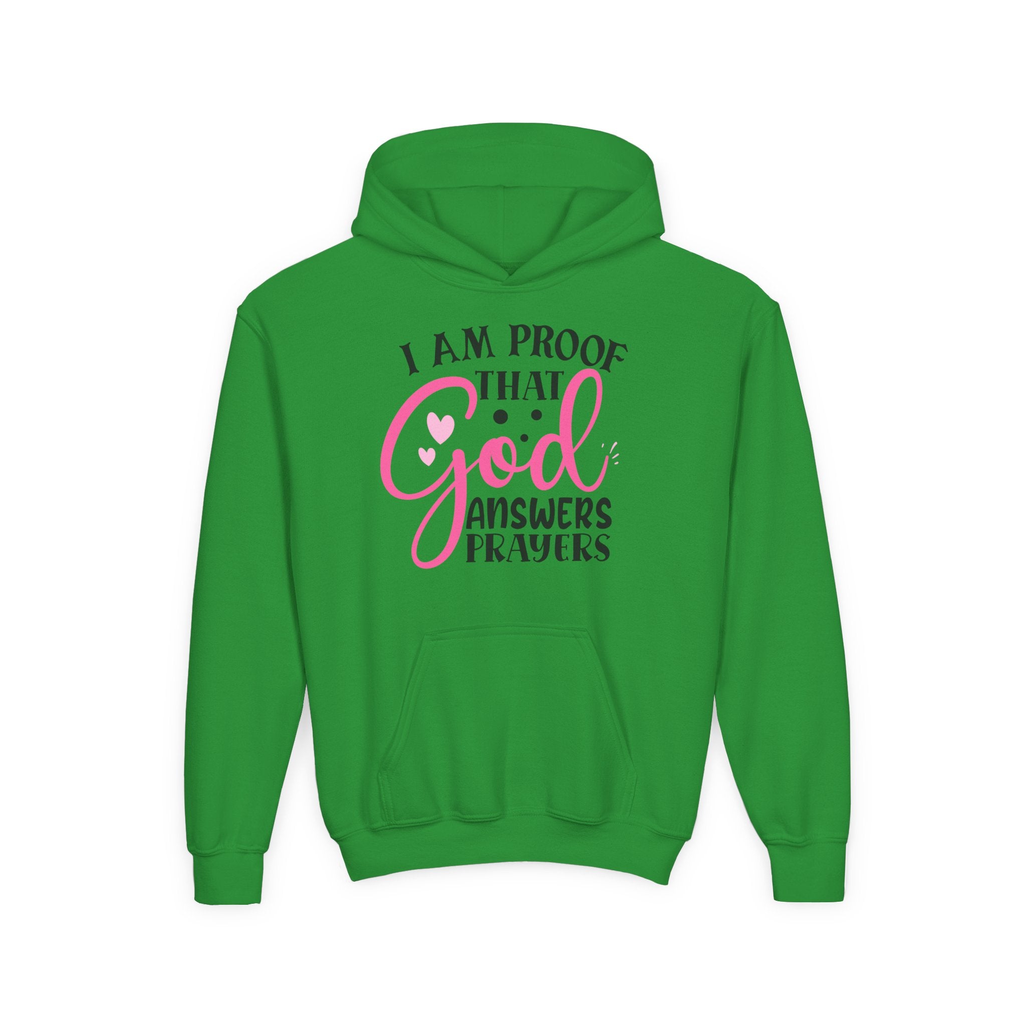Youth Hooded Sweatshirt - Proof that God Answers Prayers, Religious Gift, Comfortable Hoodie, Faith-Based Apparel, Unique Youth Clothing