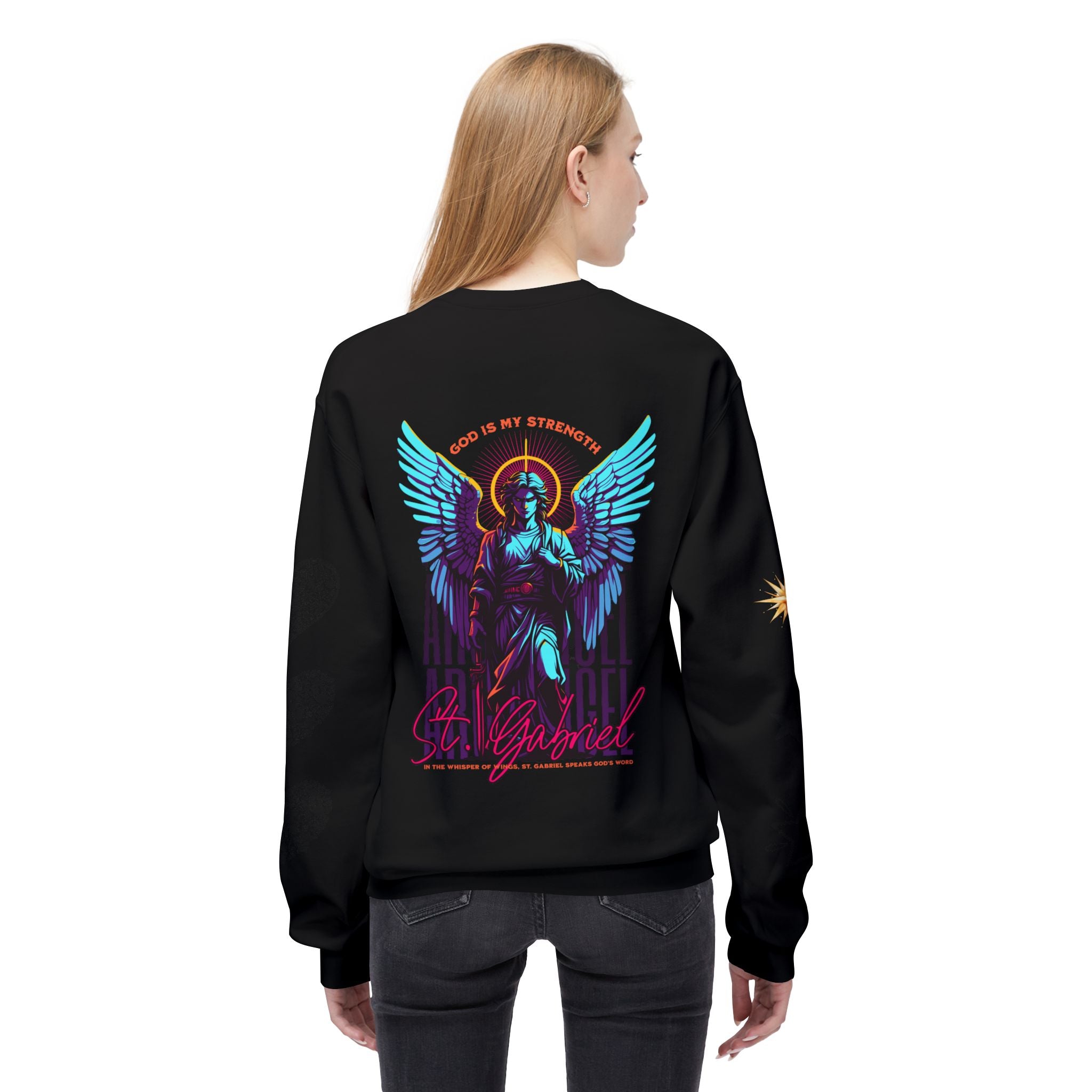 Christmas Angel Sweatshirt — Festive Santa & Guardian Angel Holiday Crewneck