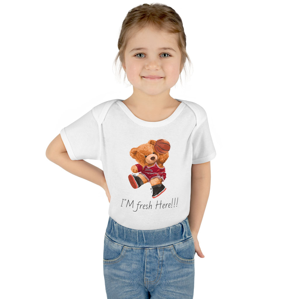 Cute Baby Bodysuit with Teddy Bear and Butterfly Print, Infant Gift, Newborn Outfit, Baby Shower Present, Spring Fashion