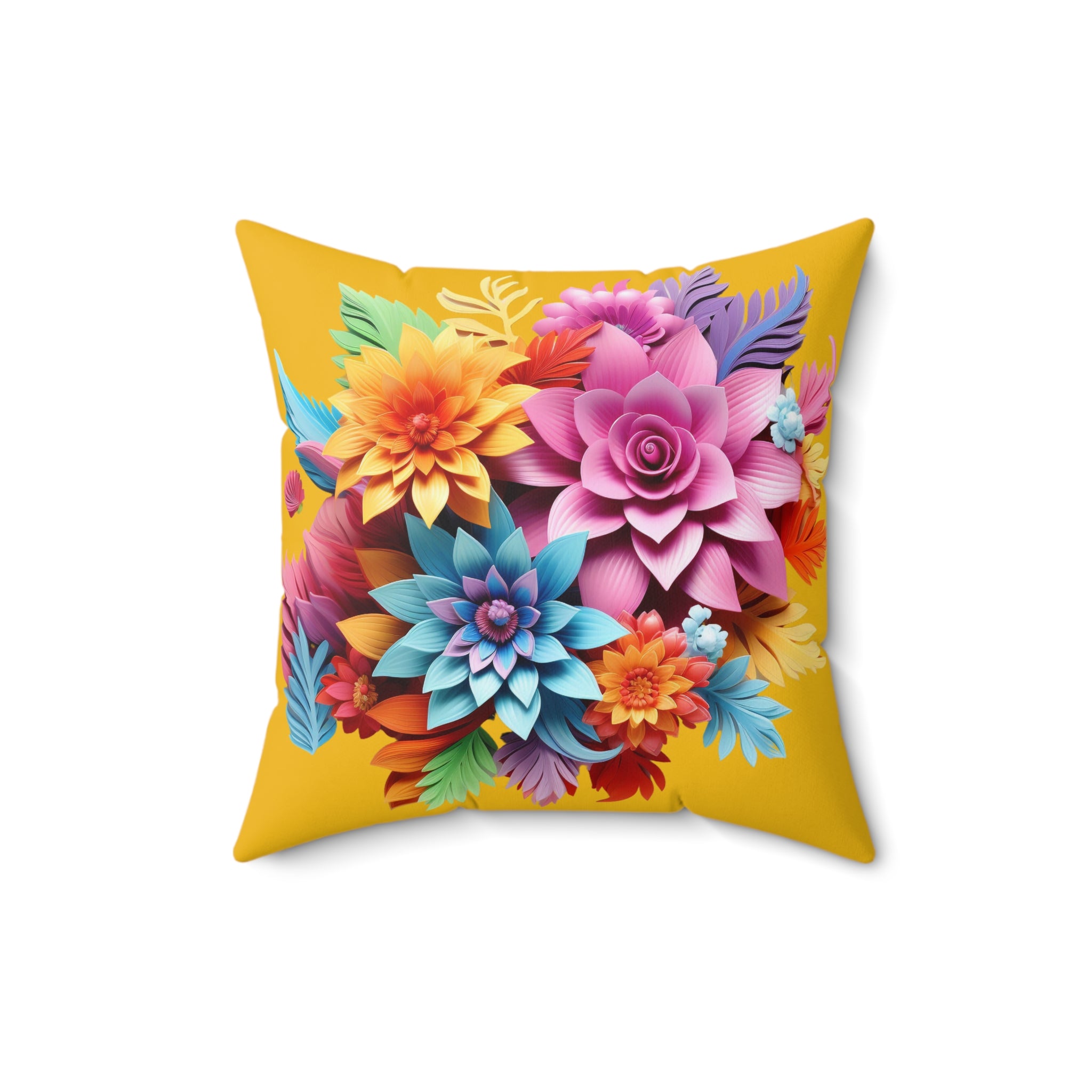 Colorful Floral & Cute Deer Throw Pillow - Decorative Cushion, Home Decor, Gift for Animal Lovers, Floral Accent, Cozy Living Room