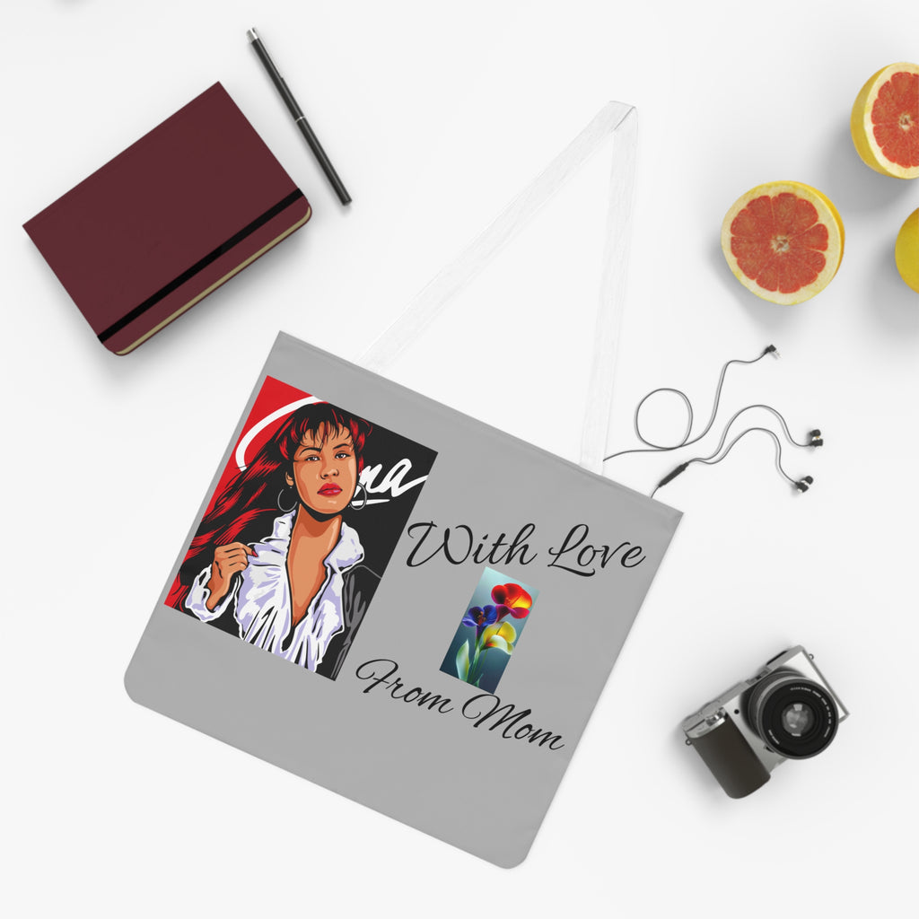 Love-Themed Shoulder Tote Bag, Cute Everyday Carryall, Gift for Mom, Valentine's Day Accessory, Floral Heart Design