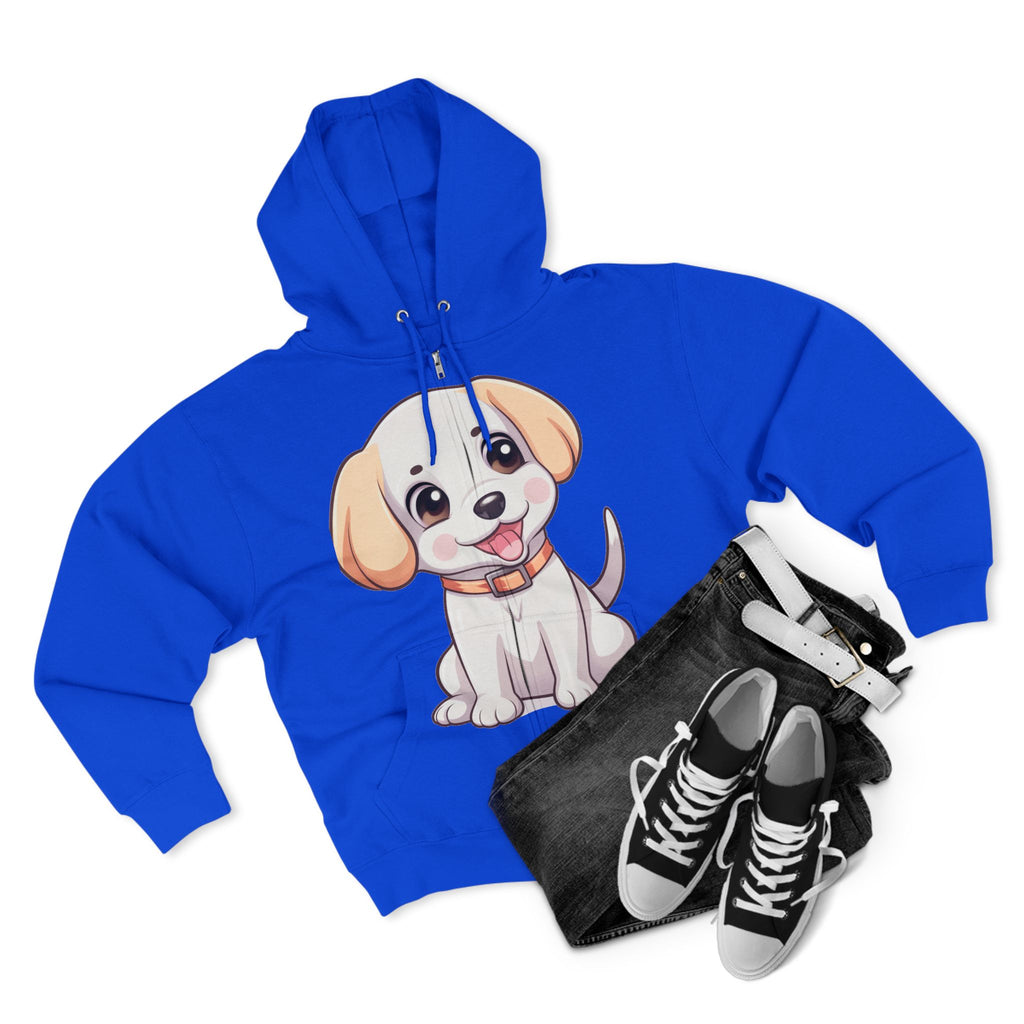 Zip Hoodie — Cute Puppy Front & "Football Vibes Only" Back | Playful Dog Lover Zip-Up for Game Days