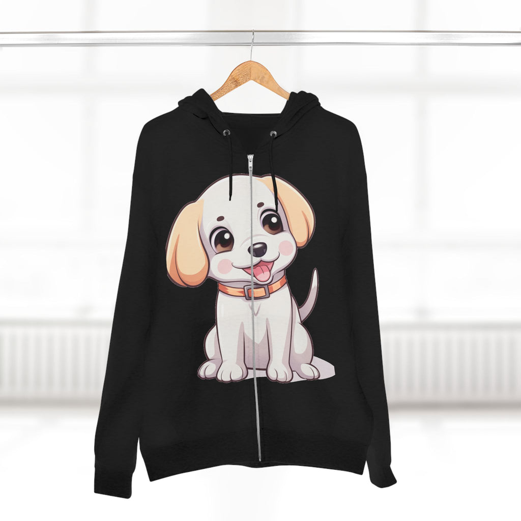 Zip Hoodie — Cute Puppy Front & "Football Vibes Only" Back | Playful Dog Lover Zip-Up for Game Days