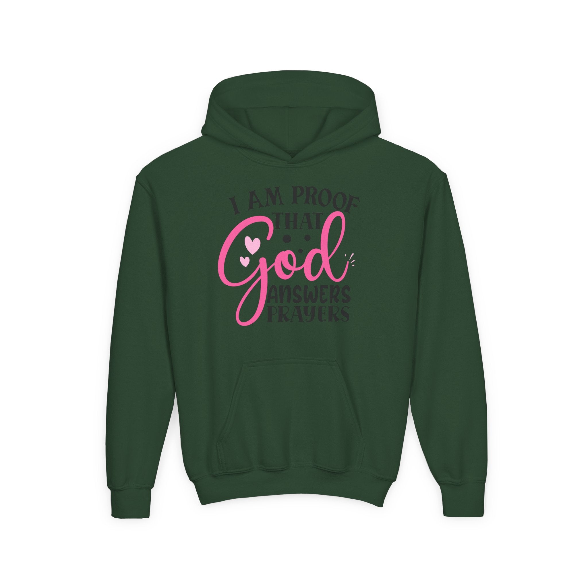 Youth Hooded Sweatshirt - Proof that God Answers Prayers, Religious Gift, Comfortable Hoodie, Faith-Based Apparel, Unique Youth Clothing