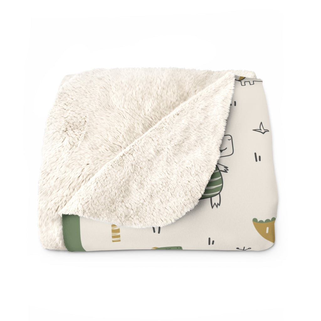 Cozy Dinosaur Sherpa Fleece Blanket, Soft Throw for Kids, Nursery Decor, Baby Shower Gift, Fun and Warm