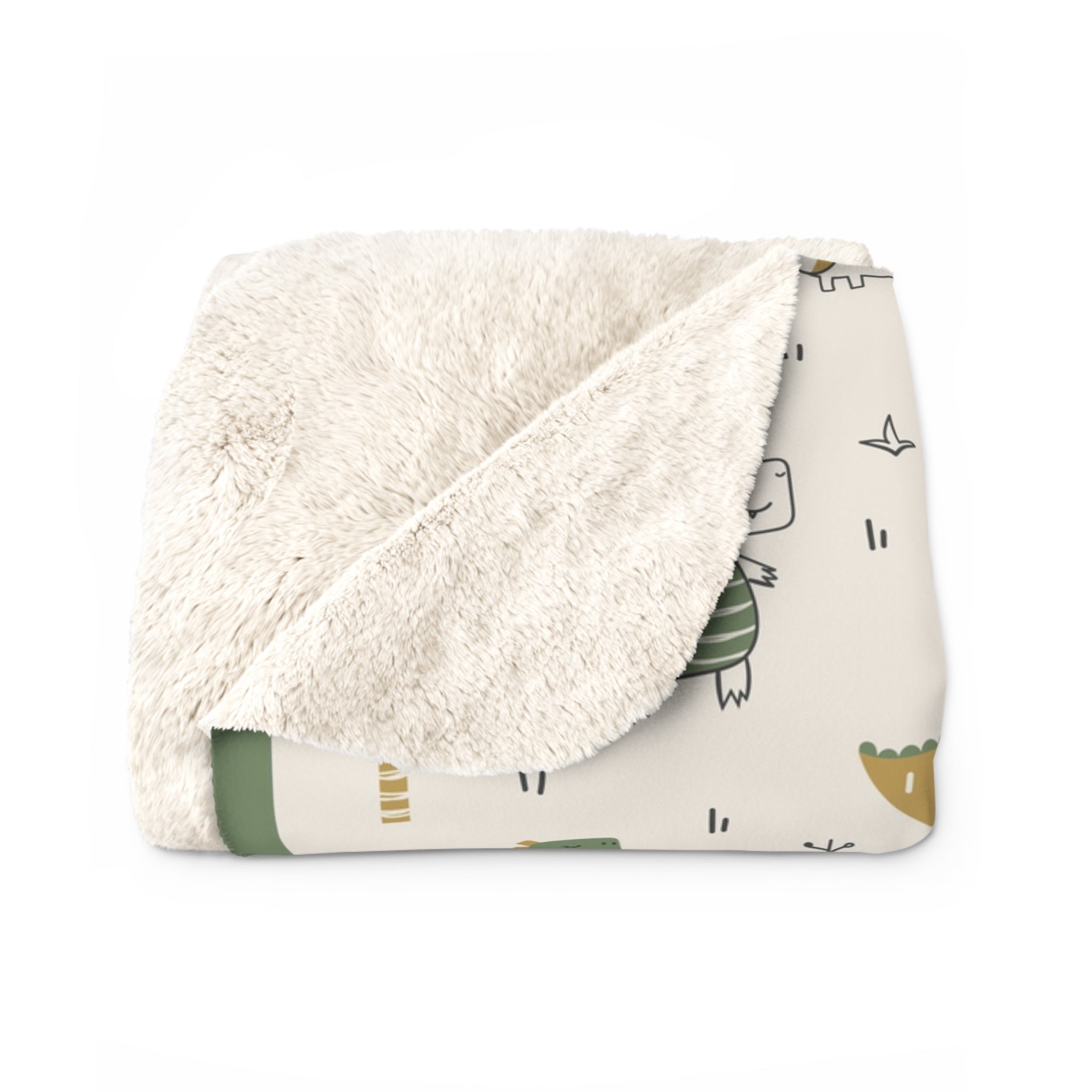 Cozy Dinosaur Sherpa Fleece Blanket, Soft Throw for Kids, Nursery Decor, Baby Shower Gift, Fun and Warm