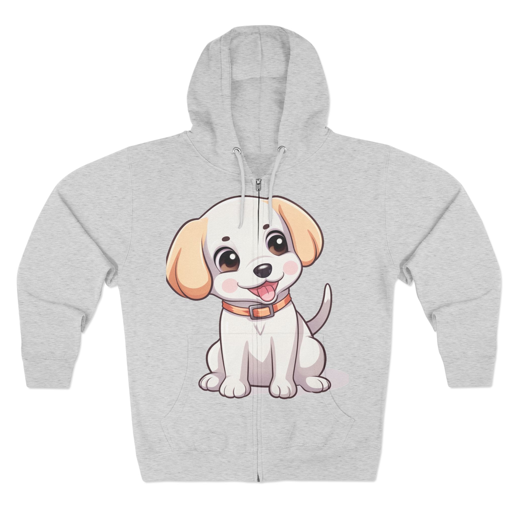Zip Hoodie — Cute Puppy Front & "Football Vibes Only" Back | Playful Dog Lover Zip-Up for Game Days