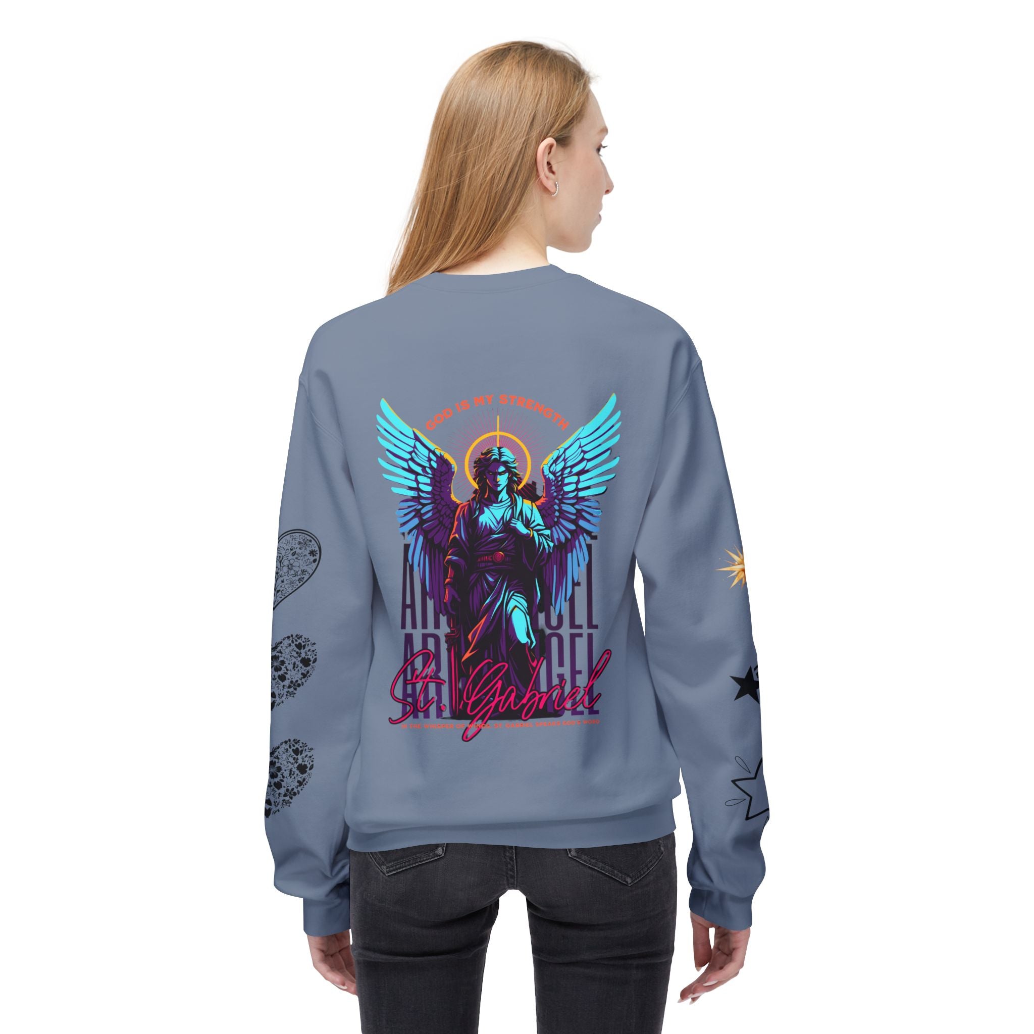 Christmas Angel Sweatshirt — Festive Santa & Guardian Angel Holiday Crewneck