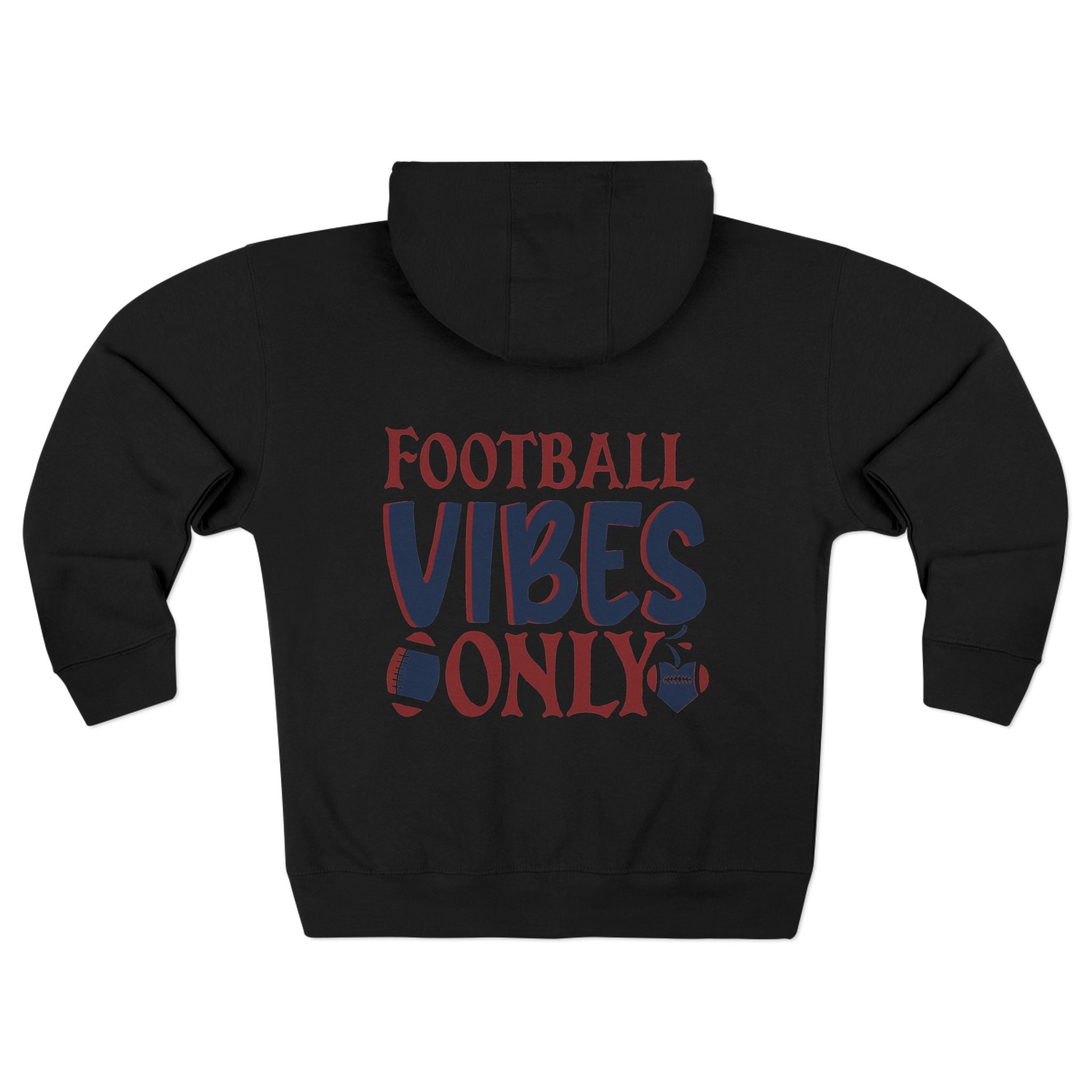 Zip Hoodie — Cute Puppy Front & "Football Vibes Only" Back | Playful Dog Lover Zip-Up for Game Days
