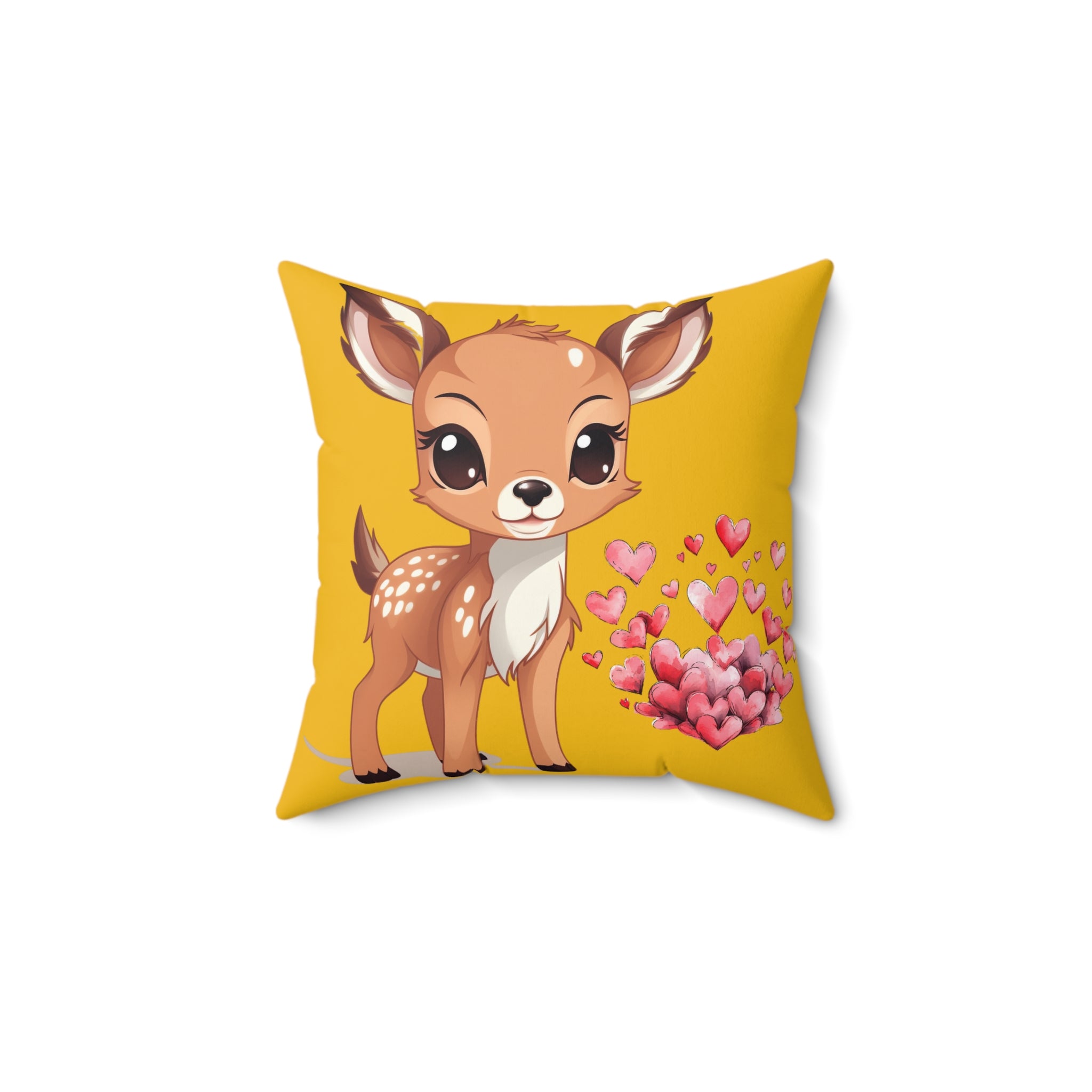 Colorful Floral & Cute Deer Throw Pillow - Decorative Cushion, Home Decor, Gift for Animal Lovers, Floral Accent, Cozy Living Room