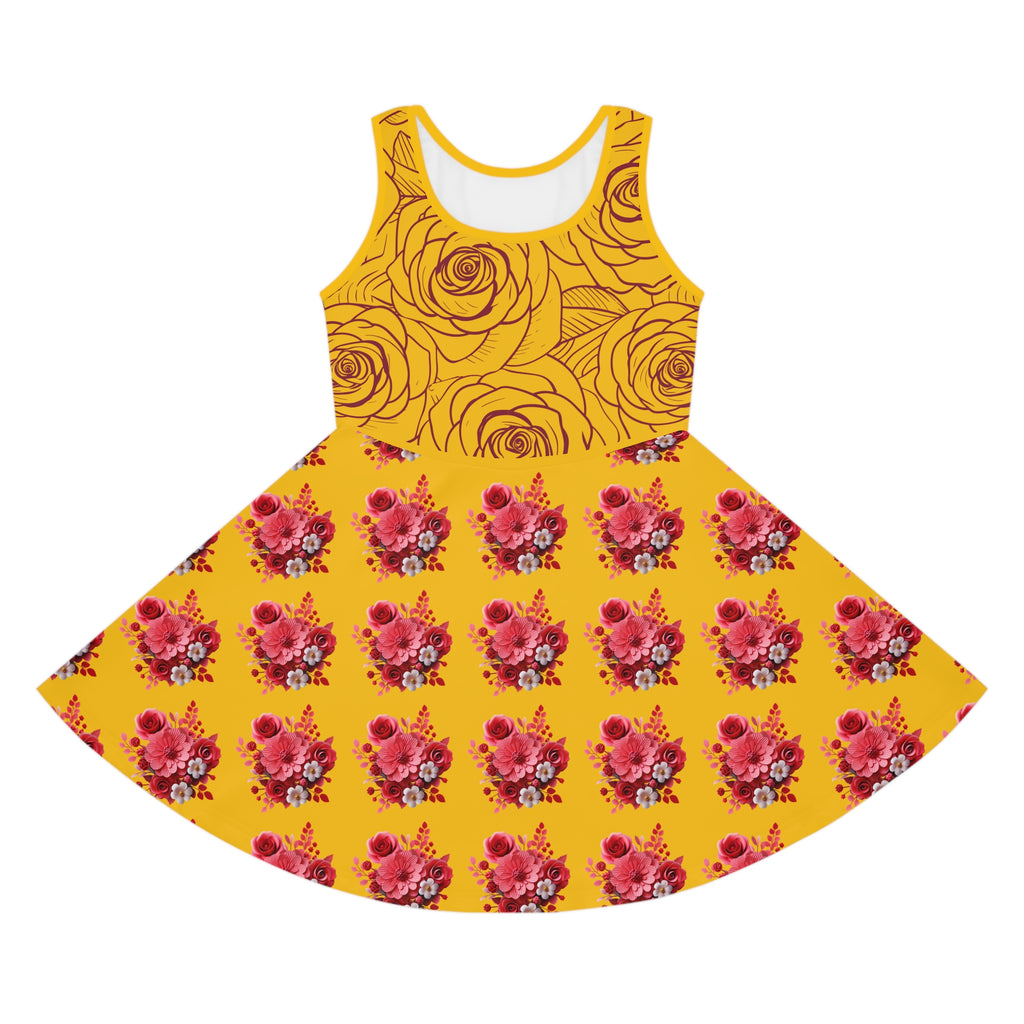 Girls' Floral Summer Sundress, Stylish Dress for Girls, Perfect for Birthdays, Playdates, Summer Parties, Flower Print Dress