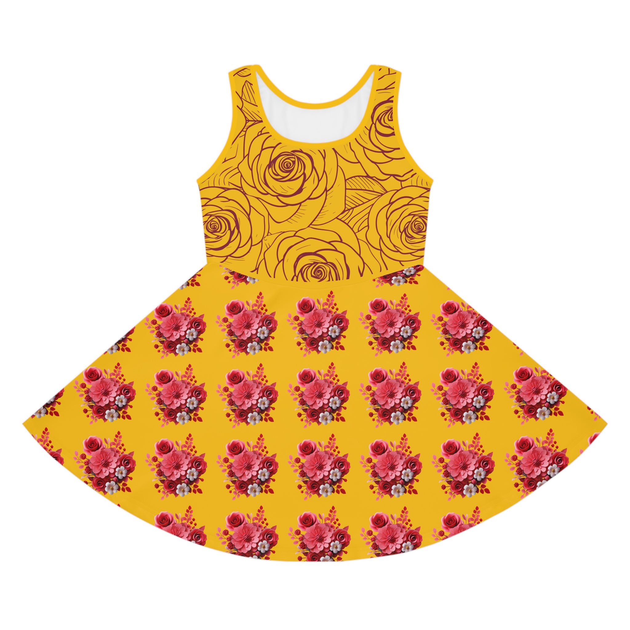 Girls' Floral Summer Sundress, Stylish Dress for Girls, Perfect for Birthdays, Playdates, Summer Parties, Flower Print Dress