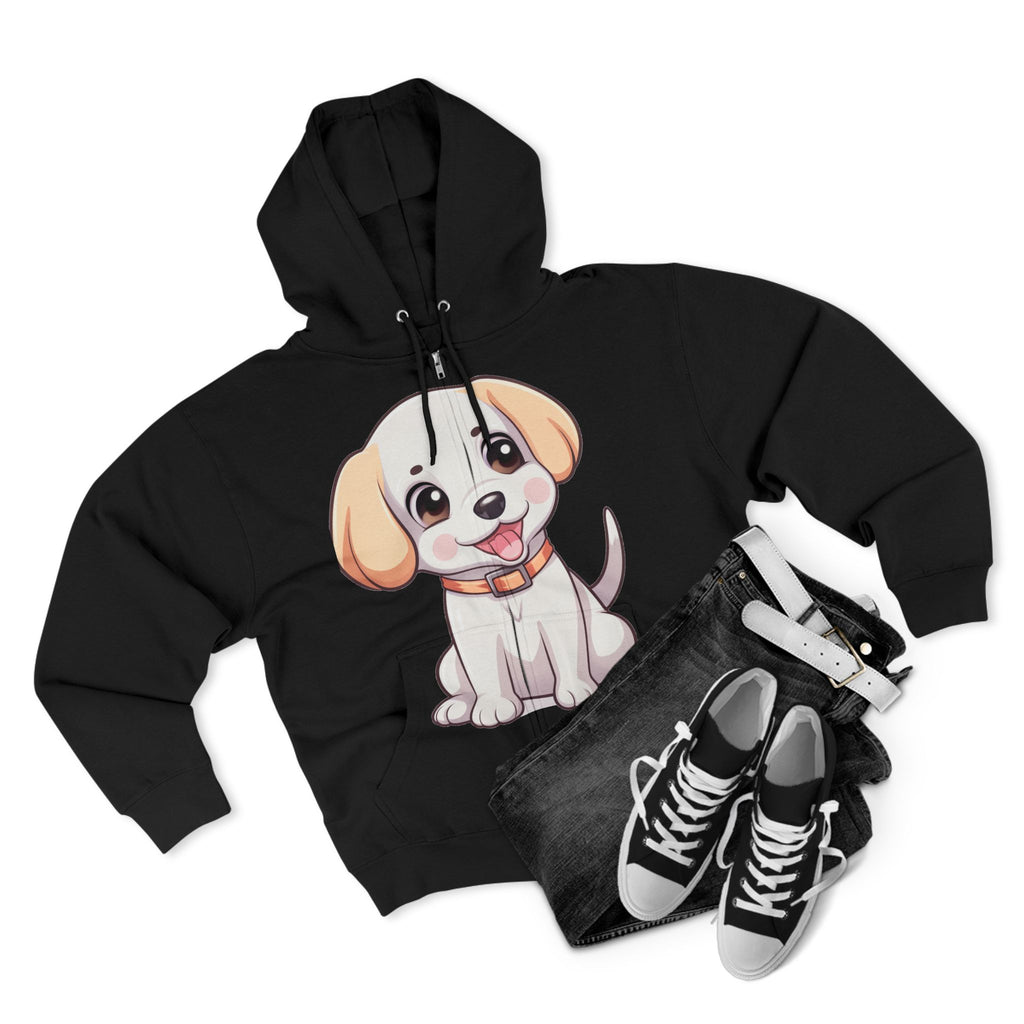 Zip Hoodie — Cute Puppy Front & "Football Vibes Only" Back | Playful Dog Lover Zip-Up for Game Days