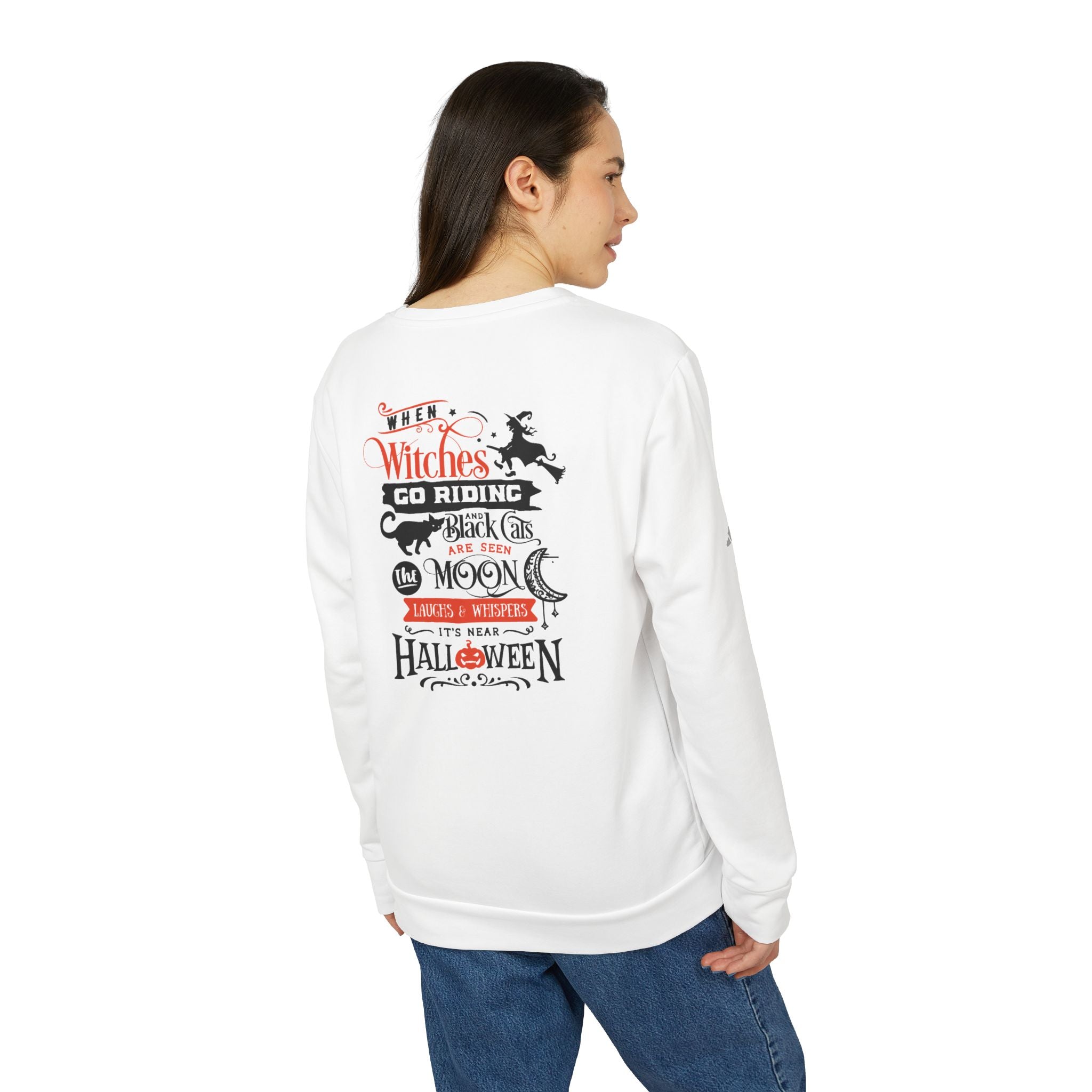 Halloween-Themed Unisex Fleece Crewneck Sweatshirt, Cozy Fall Apparel, Spooky Crew, Gift for Witches, October Celebration