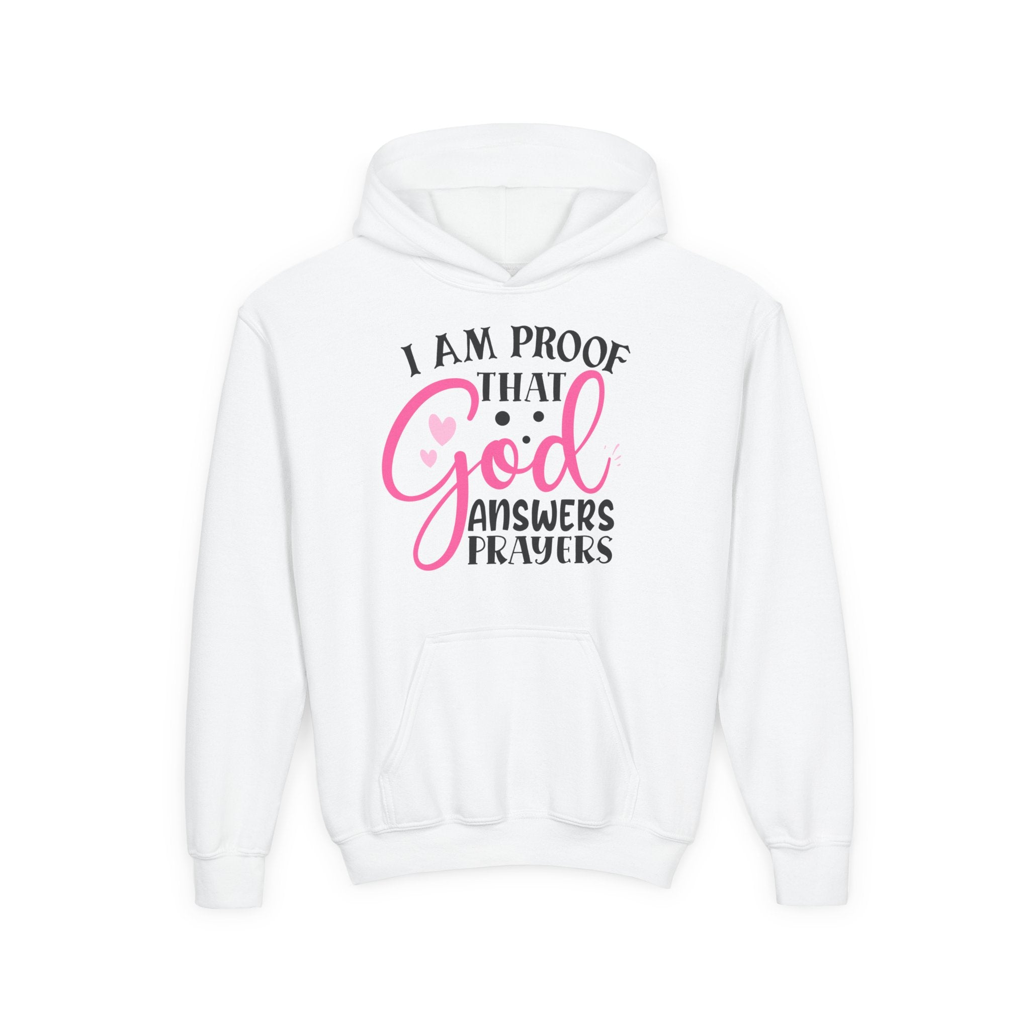 Youth Hooded Sweatshirt - Proof that God Answers Prayers, Religious Gift, Comfortable Hoodie, Faith-Based Apparel, Unique Youth Clothing