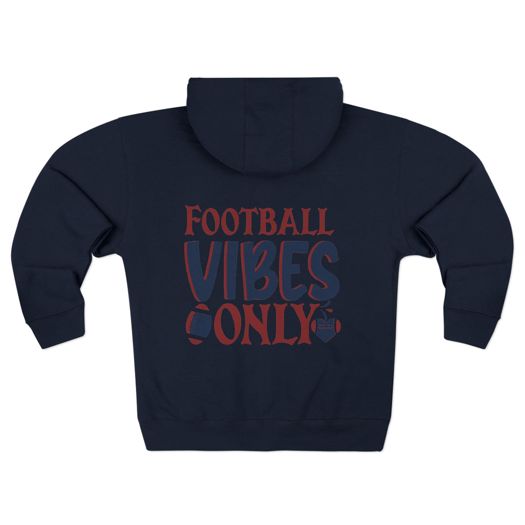 Zip Hoodie — Cute Puppy Front & "Football Vibes Only" Back | Playful Dog Lover Zip-Up for Game Days