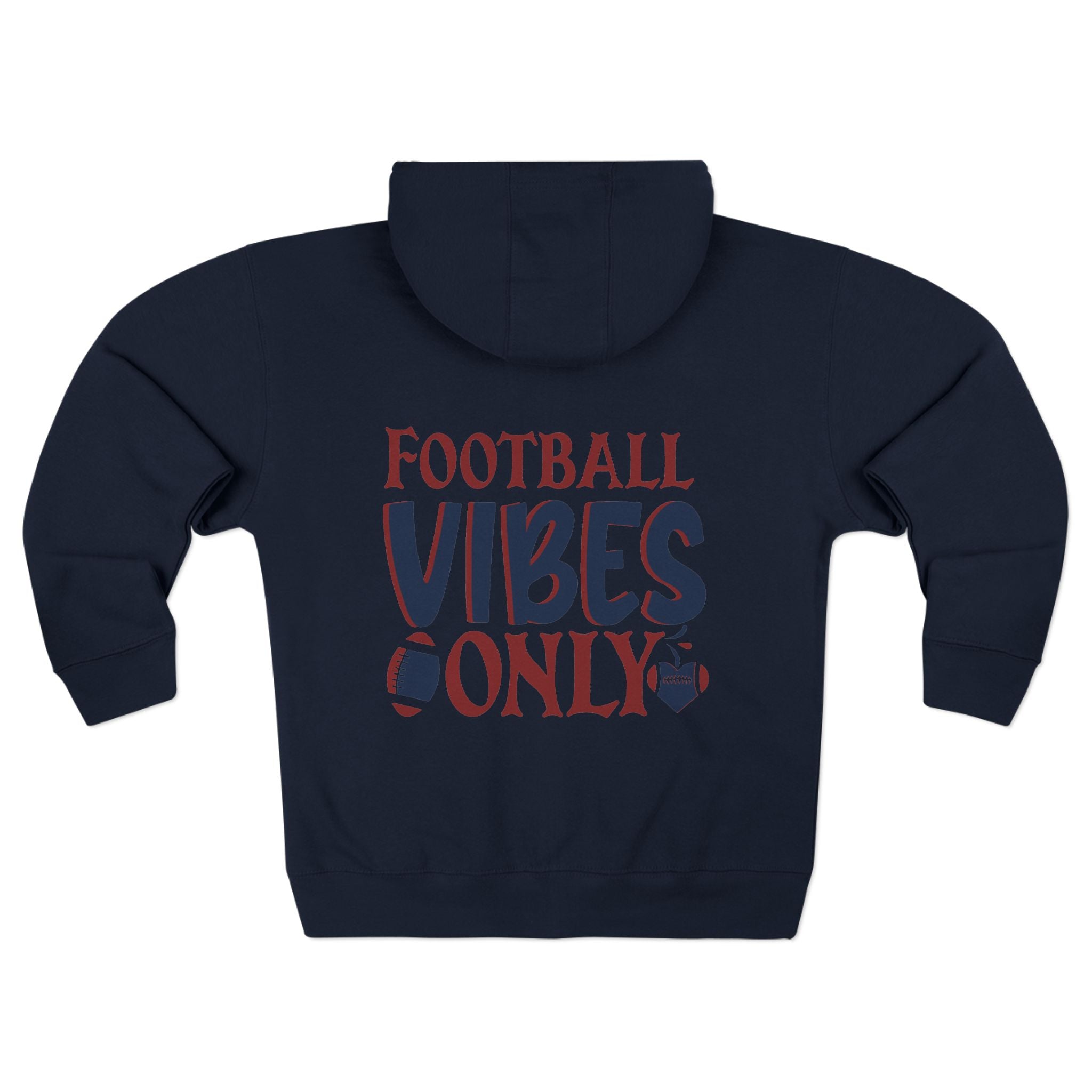 Zip Hoodie — Cute Puppy Front & "Football Vibes Only" Back | Playful Dog Lover Zip-Up for Game Days