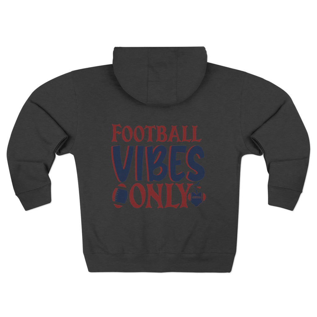 Zip Hoodie — Cute Puppy Front & "Football Vibes Only" Back | Playful Dog Lover Zip-Up for Game Days