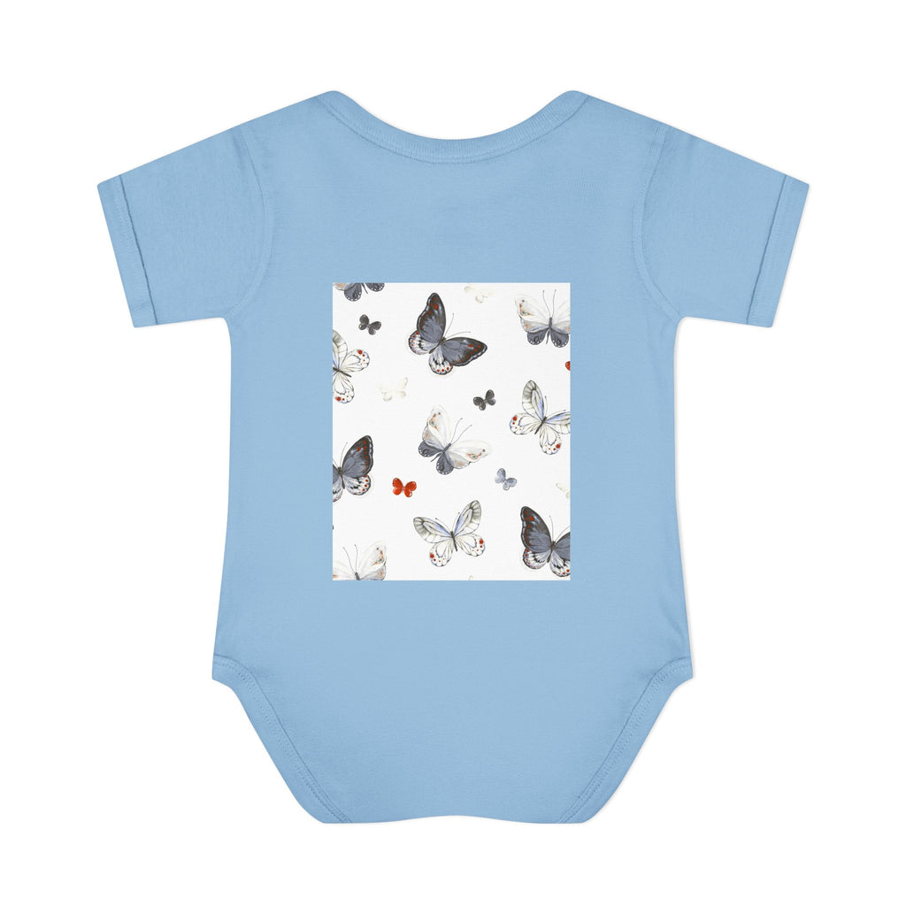 Cute Baby Bodysuit with Teddy Bear and Butterfly Print, Infant Gift, Newborn Outfit, Baby Shower Present, Spring Fashion