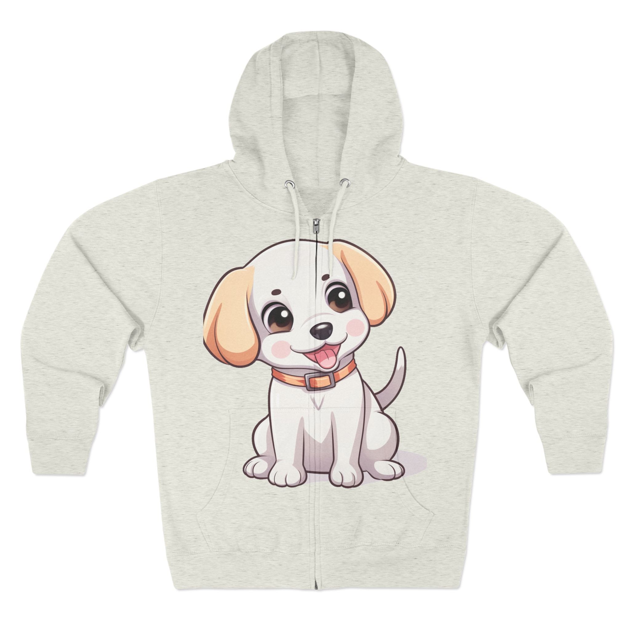 Zip Hoodie — Cute Puppy Front & "Football Vibes Only" Back | Playful Dog Lover Zip-Up for Game Days