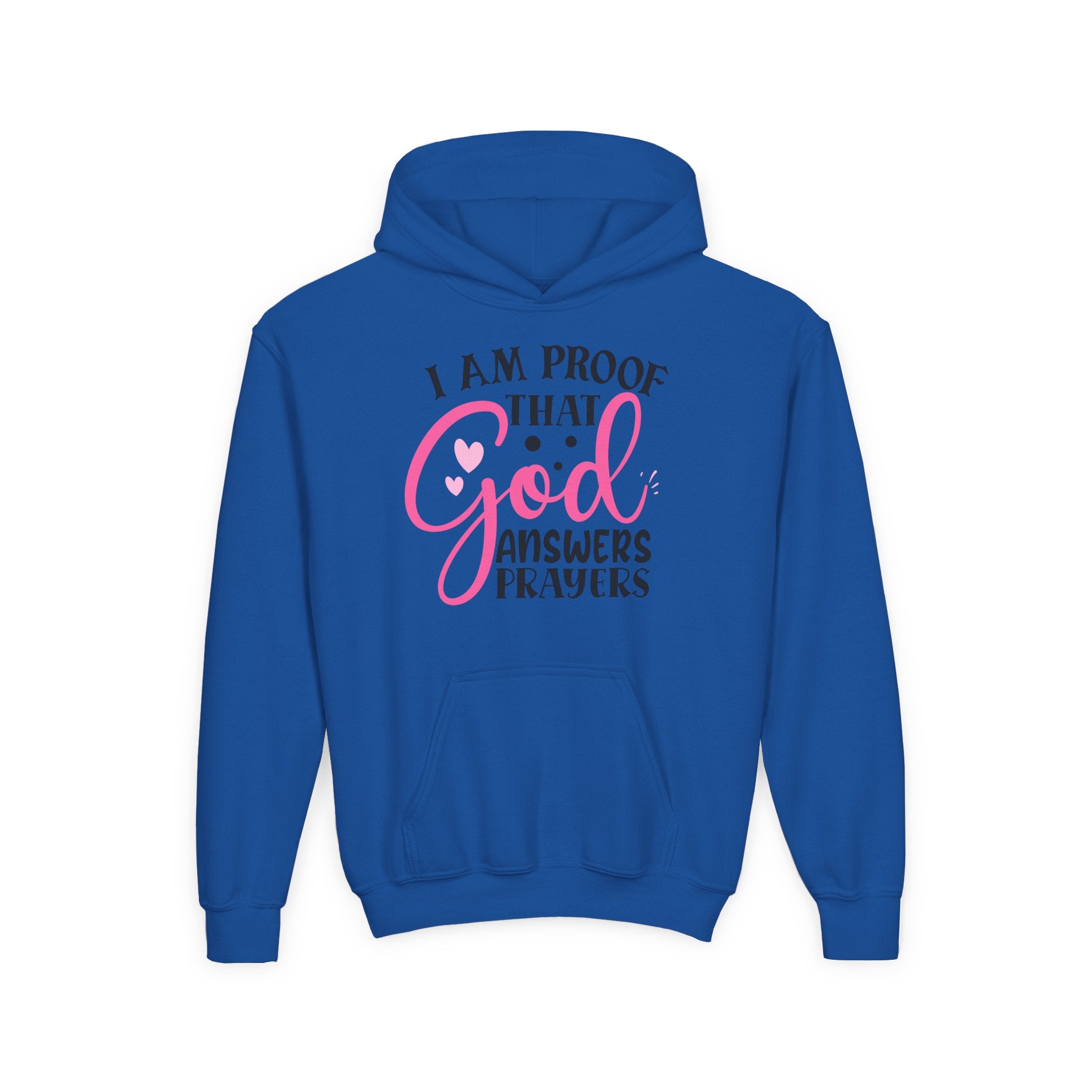 Youth Hooded Sweatshirt - Proof that God Answers Prayers, Religious Gift, Comfortable Hoodie, Faith-Based Apparel, Unique Youth Clothing