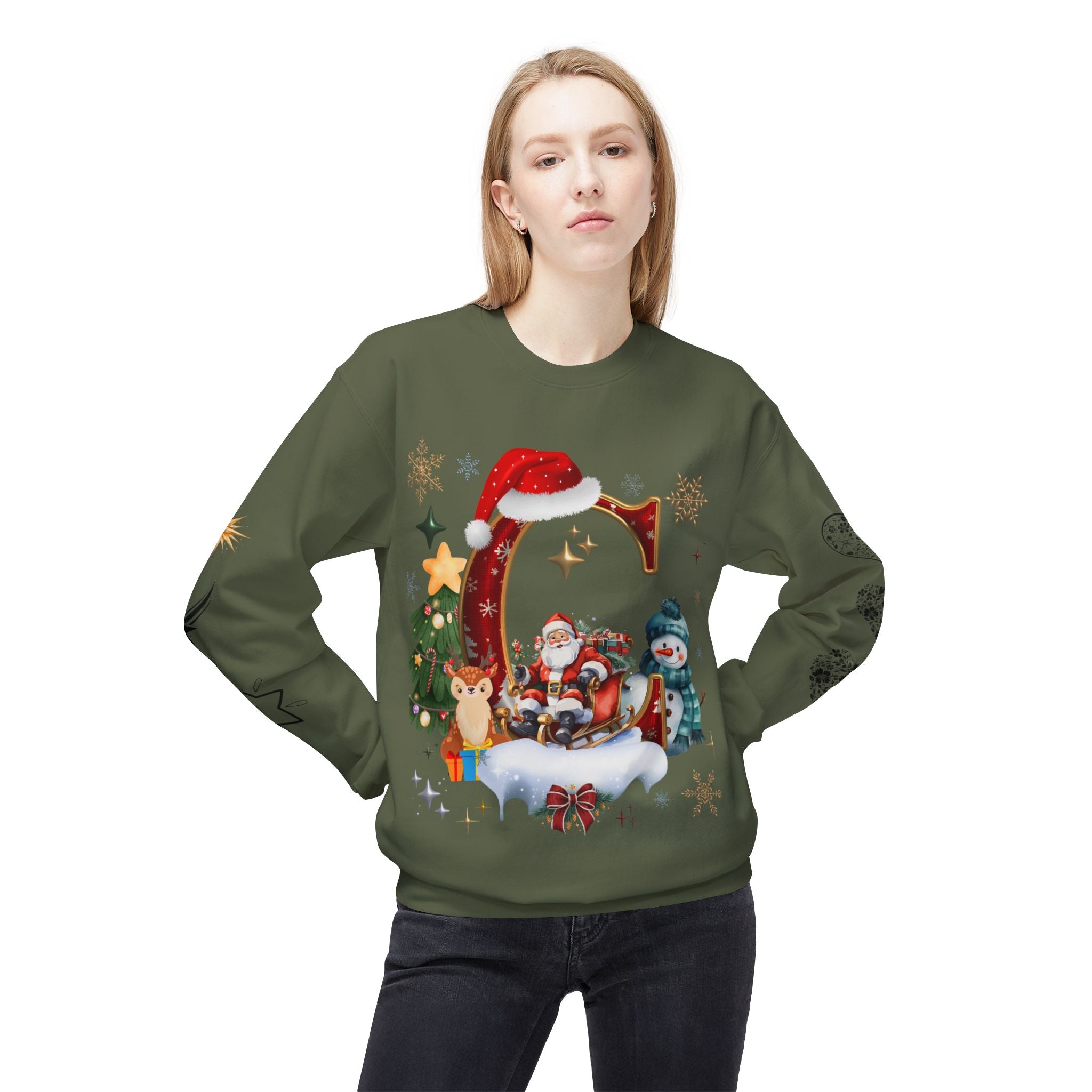 Christmas Angel Sweatshirt — Festive Santa & Guardian Angel Holiday Crewneck